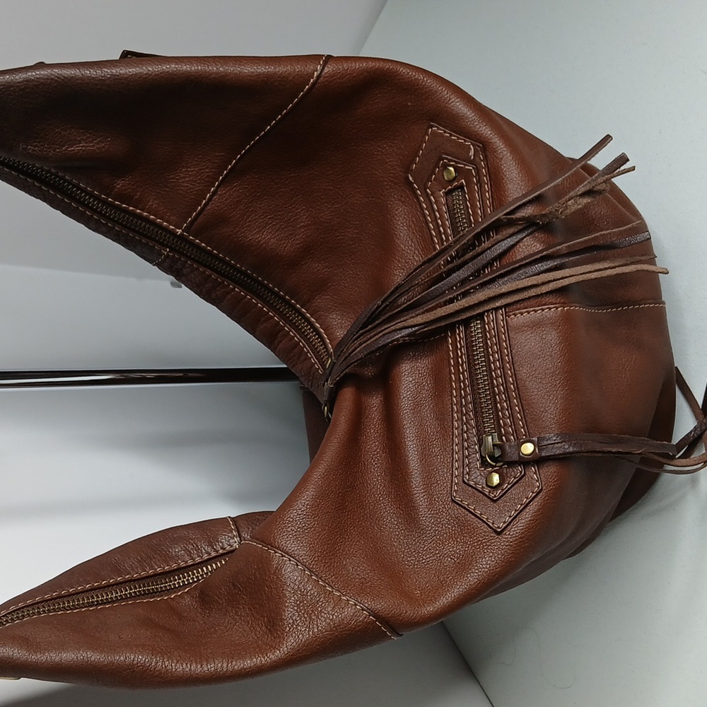 Via Spiga -Brown Pebbled Leather Hobo/Bucket Shoulder Bag